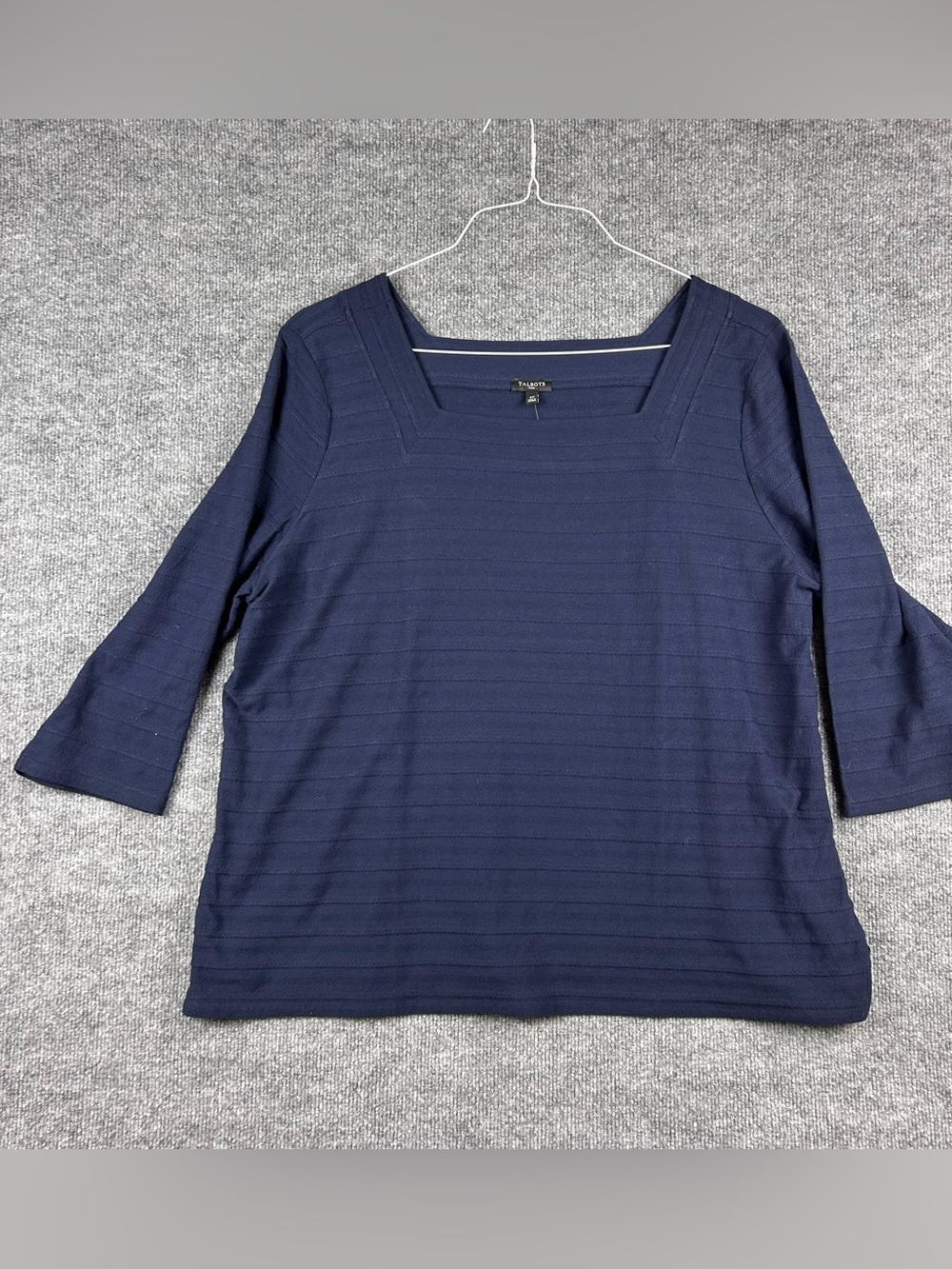 Talbots Plus NWT Square Neck Top Navy Textured 2X